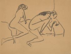Ernst Ludwig Kirchner. Group of nudes. Circa 1909