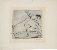 Ernst Ludwig Kirchner. ”Sich abtrocknendes Mädchen mit Beinen im Tub”. 1908