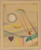 Hans Reichel. Abstract composition with moon and heart. Circa 1923