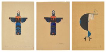 Lothar Schreyer. 2 x ”Farbform 6 (Mutter) aus Bühnenwerk 'Kindsterben'” / ”Farbform 2 (Die…. 1921/22