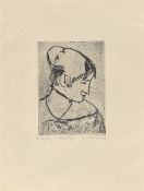 Peter August Böckstiegel. ”Frauenkopf im Profil nach rechts”. 1913/14
