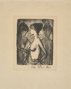 Otto Mueller. ”Mädchen-Halbakt im Profil (vor einem Bild)”. 1922