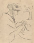 August Macke. ”Nähende Frau II” (Elisabeth Macke). 1910