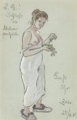 Heinrich Zille. Greeting card to August Gaul. 1925