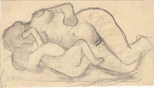 Paula Modersohn-Becker. ”Liegender weiblicher Akt mit Säugling im Arm”. 1906