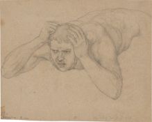 Peter von Cornelius. Male half nude, reclining. 1834-35