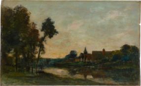 Charles-François Daubigny. Evening in Porte-Joie. Circa 1875