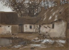 Franz Skarbina. ”Hof einer Ferme (Picardie). Sonntagsruhe”. 1888