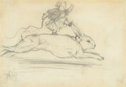 Adolph Menzel. Hare Hunt (Card for the Exhibition of Adolph Menzel). (before) 1898
