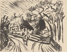 Max Pechstein. Horse rider on the village road. 1917