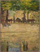 Lesser Ury. ”Pferdefuhrwerke am Landwehrkanal, Berlin”. 1888