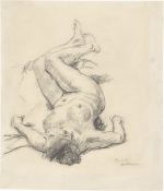 Max Beckmann. ”Studie zur Amazonenschlacht – auf dem Rücken liegender weiblicher Akt, nach li…. 1911