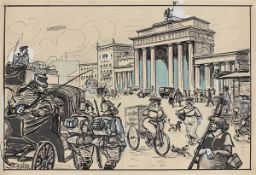 Heinrich Zille. At the Brandenburg Gate. Circa 1917/18