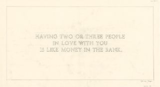 Jenny Holzer. ”The Living Series: Having two or three people in love with you... (BENCH 18…. 1980-82