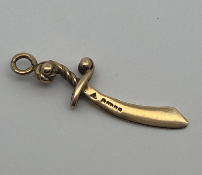 9ct Gold Sword Charm Pendant