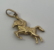 9ct Gold Horse Riding Charm Pendant