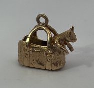 9ct Gold Cat In Handbag Charm Pendant