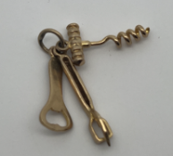 9ct Gold Corkscrew Bottle Opener Charm Pendant