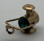 9ct Gold Railway Lantern Green Red Charm Pendant