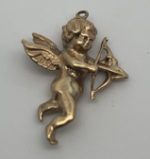 9ct Gold Cherub Cupid Charm Pendant