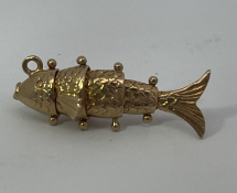 9ct Gold Articulated Scale Fish Charm Pendant