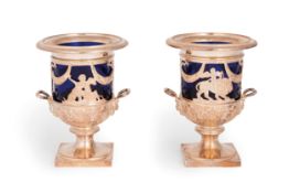 COPPIA DI VASI IN ARGENTO E VETRO, BAD KISSINGEN, FINE DEL XIX SECOLO, ORAFO S. ROSENAU