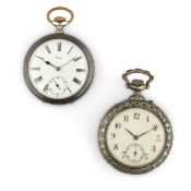 SONIA - FABRIQUE ARTISTIQUE DE GENEVE, LOTTO DI DUE OROLOGI DA TASCA, SVIZZERA 1900 CIRCA