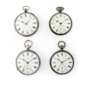 LOTTO COMPOSTO DA 4 OROLOGI CON CASSE IN ARGENTO, INGHILTERRA 1860-1880 CIRCA