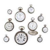 GRANDE LOTTO COMPOSTO DA 10 OROLOGI DIVERSI. FRANCIA, SVIZZERA, USA 1880-1910 CIRCA