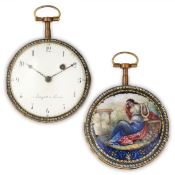 BREGUET A PARIS, OROLOGIO DA TASCA CON SMALTI E STRASS, SVIZZERA 1780 CIRCA