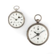 FRERES ESQUIVILLON, MEURON E CO, LOTTO DI DUE OROLOGI DA TASCA A VERGA SVIZZERA 1820 CIRCA