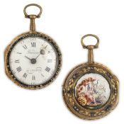 BORDIER A GENEVE, OROLOGIO DA TASCA A VERGA CON SMALTI, SVIZZERA 1760 CIRCA