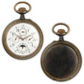 OROLOGIO DA TASCA A CALENDARIO COMPLETO, CASSA BRUNITA, SVIZZERA 1870 CIRCA