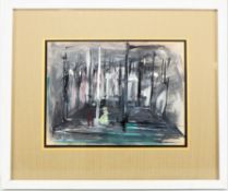 Gouache Entwurf für eine Theaterbühne - unleserlich signiert, 1962