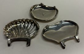 A mixed lot of three silver ashtrays.