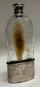 A large Victorian silver and glass whisky flask.