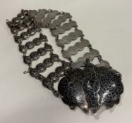 A large Russian silver and Niello belt.