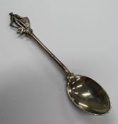 A heavy novelty silver spoon cast with knight.