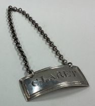 HESTER BATEMAN: A rare rectangular 18th Century silver wine label for 'Claret'.