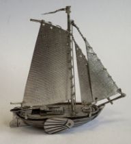 A Continental silver model of a boat.