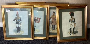 RICHARD SIMKIN: (British, 1850 - 1926): A collection of framed and glazed Royal Horse Guard prints.