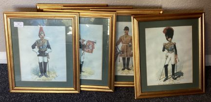RICHARD SIMKIN: (British, 1850 - 1926): A collection of framed and glazed Royal Horse Guard prints.