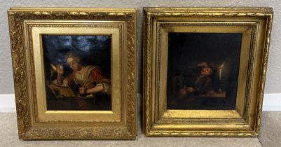 Two gilt framed and glazed oils on canvas.