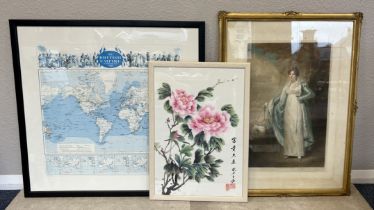 Three framed and glazed prints.