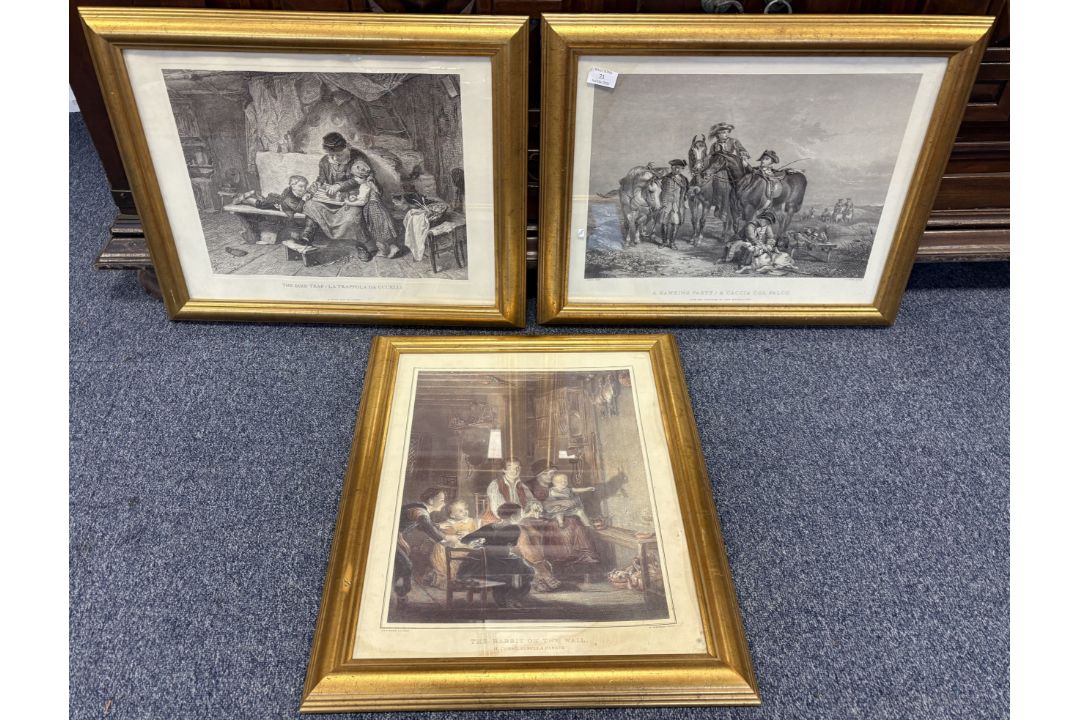 A trio of gilt framed and glazed prints. - Image 1 of 2