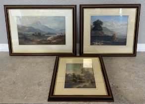 Three framed and glazed oils depicting Scottish riverside scenes.