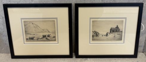 ROBERT HOUSTON: (Scottish, 1891 - 1942): Two framed and glazed etchings.