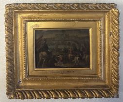 FLEMISH SCHOOL: ROBERT VAN DEN HOECKE: (Flemish, 1622 - 1668): A gilt framed and glazed oil on coppe