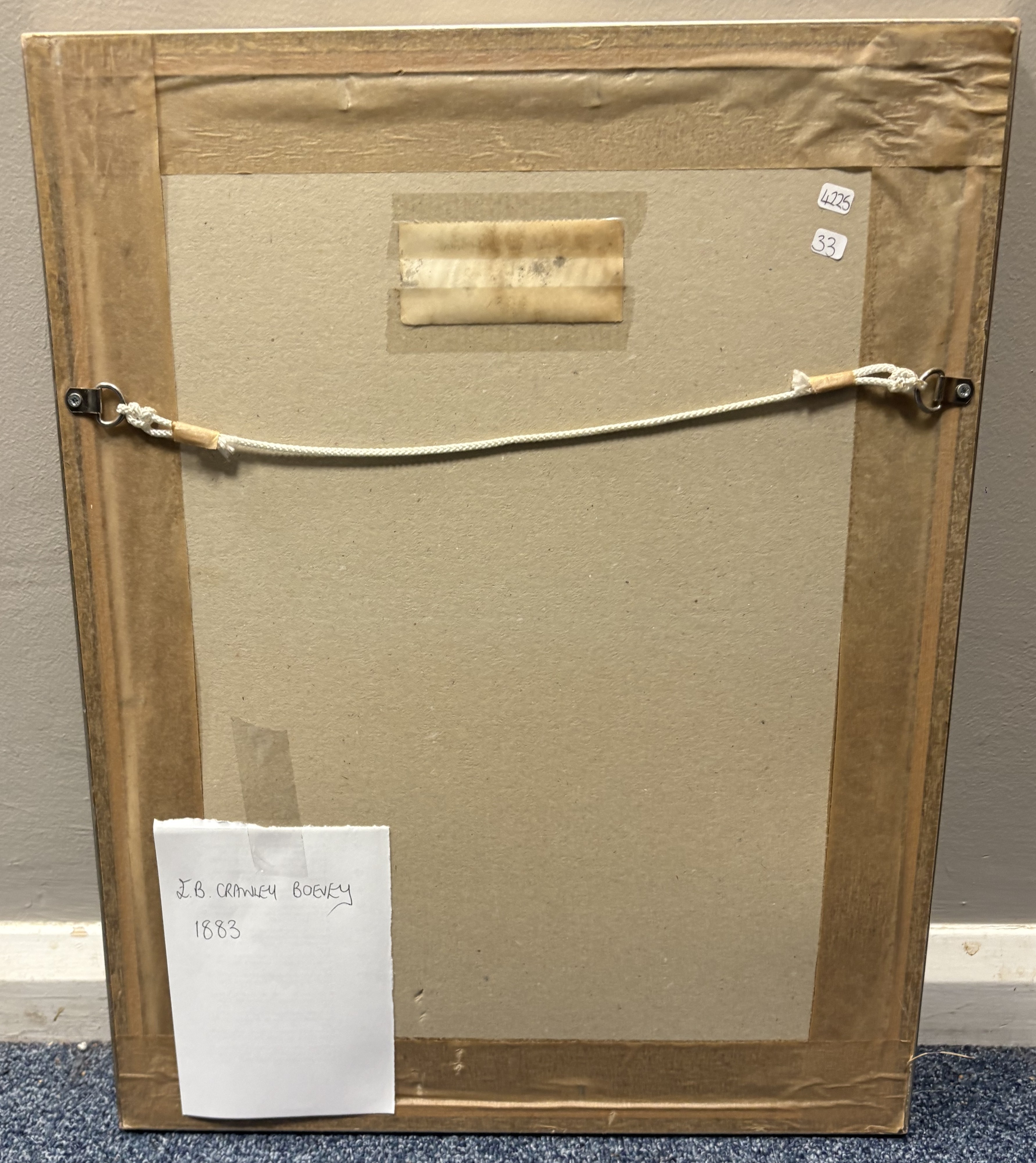 E. B. CRAWLEY BOEVEY: (British, 19th Century): A framed and glazed watercolour. - Image 3 of 3