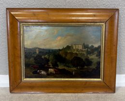 A maple framed oil on board.